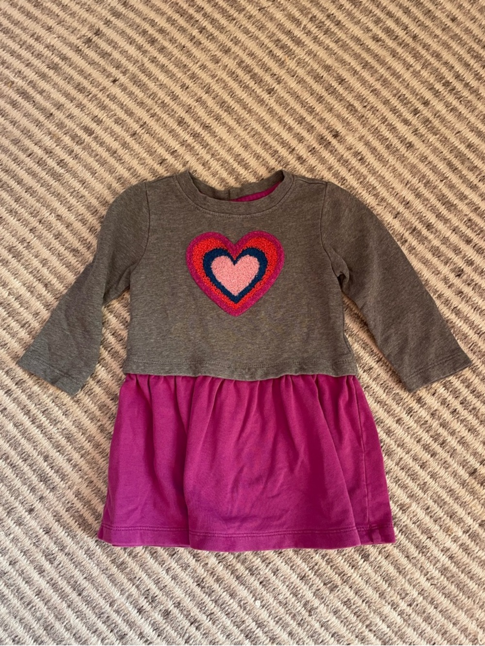 Hanna Anderssen Girls Gray & Magenta Heart Tiered Dress Top (3T)